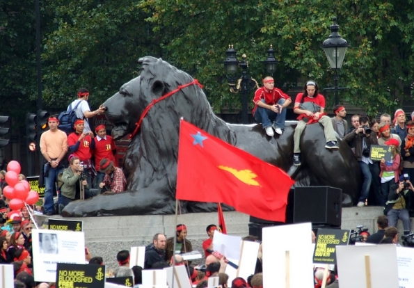 burma protest trafalgar